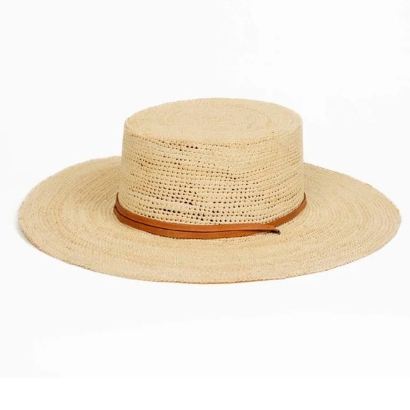 made by minga Accessories - Made by Minga women’s wide Brim Straw Hat with Brown Band